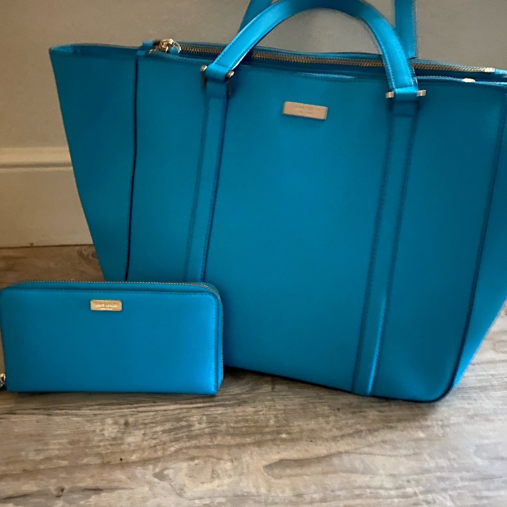 Kate Spade Large Leather Tote Bag And Wallet